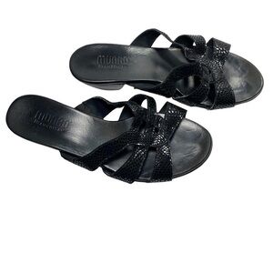 Munro American Sandals Slip on Slides Block Kitten Heel Shoes